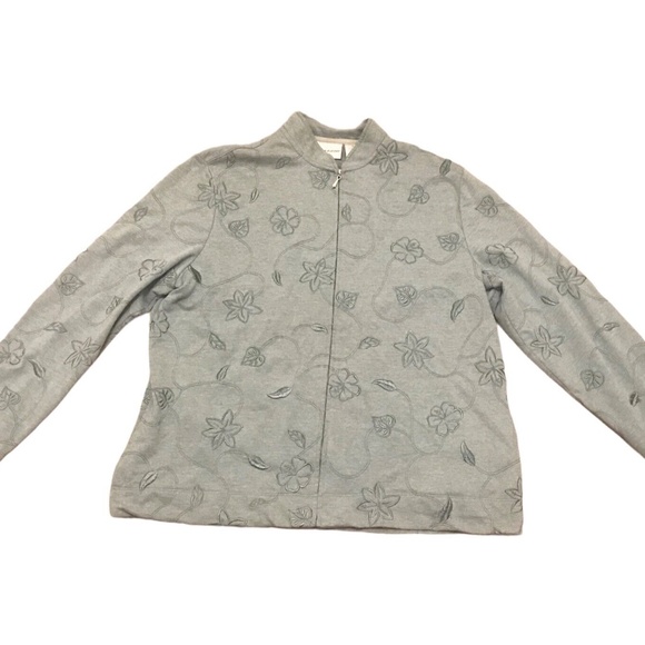 Alfred Dunner Size Plus 18 Green Zip Front Embroidered Pockets Jacket RN 19232 - Picture 1 of 10